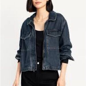 NWT Old Navy Jean Jacket “shirt jacket” size Small dark blue